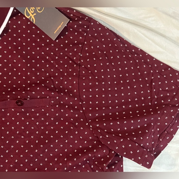 Johnny Bigg Collared Short Sleeve Shirt, Burgundy Taylor Print Polo, NWT, XL - Picture 5 of 7